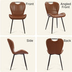 Modern Dining Chair, Faux Leather with Metal Legs for Kitchen (1PCS, Brown) | Easy to Clean Faux Leather, Ergonomic Back Support, 300 lbs Capacity, Minimalist for Kitchen, Dining Room, Restaurant, Cafe
