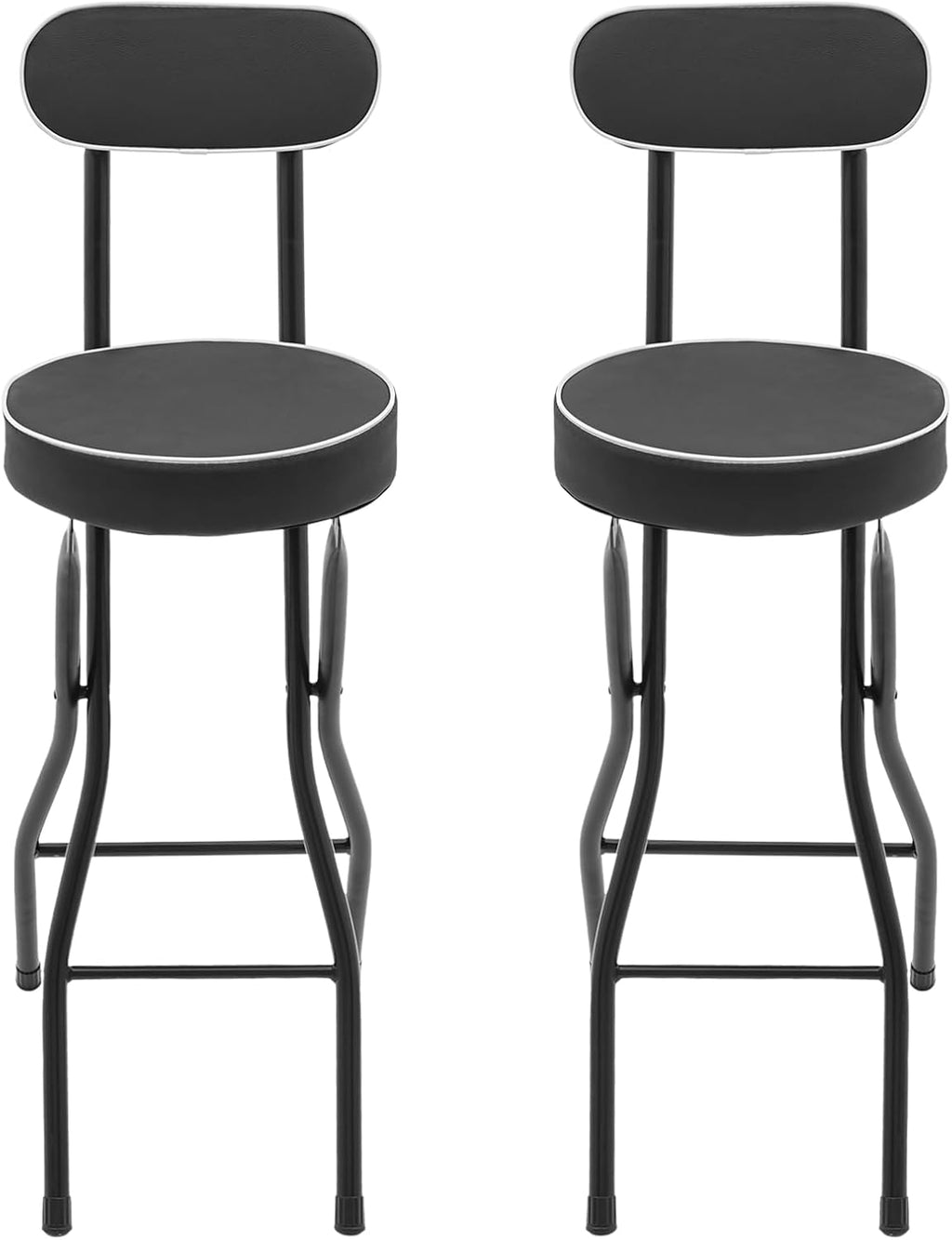 Folding Bar Stool with Back, 2Pcs Cushioned Padded Folding Stool, 275.58Lbs Weight Capacity, Portable Stools Chairs for Camping Hiking Picnics Barbecues Traveling Fishing Hiking Gardening Travel Etc