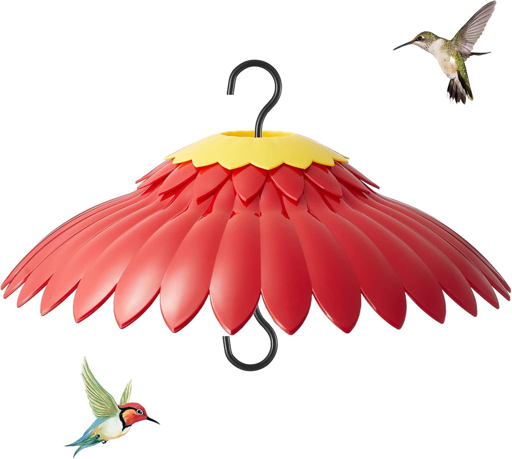 Squirrel Baffle Hummingbird Feeder Shade Cover Dome Shield Hang from Bird Feeders for Outdoors Squirrel Proof Protect Feed Red Yellow Attract Hummingbirds Moat Proof-14inch(Red)