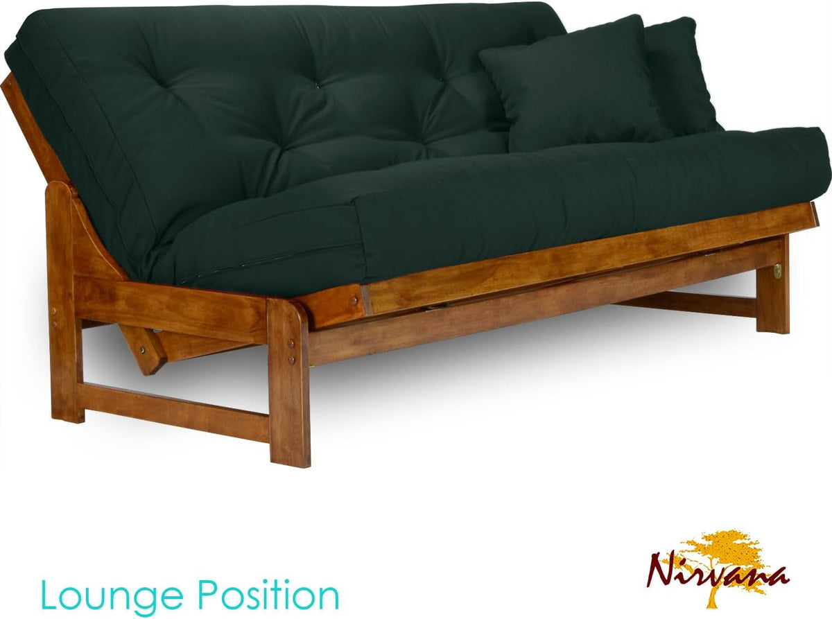 Arden Futon Set - Full Size, Frame, 8" Mattress, Twill Hunter Green Cover