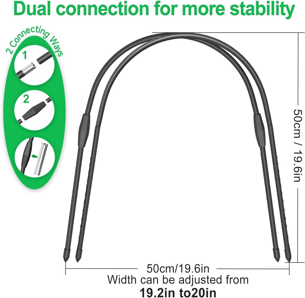 FOTMISHU 8pcs Garden Hoops for Raised Beds, 19.6"x 19.6" Greenhouse Hoops for Cover Garden Netting, Rust-Free Garden Tunnel, Reuseable Gardening Supplies for Plants (8pcs S-19.6"x 19.6")