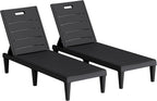 Homall Patio Chaise Lounge Chairs Set of 2, Outdoor Lightweight Lounge Chairs, 5 Position Adjustments Backrest for Outside Pool, Garden, Patio and Beach, Black