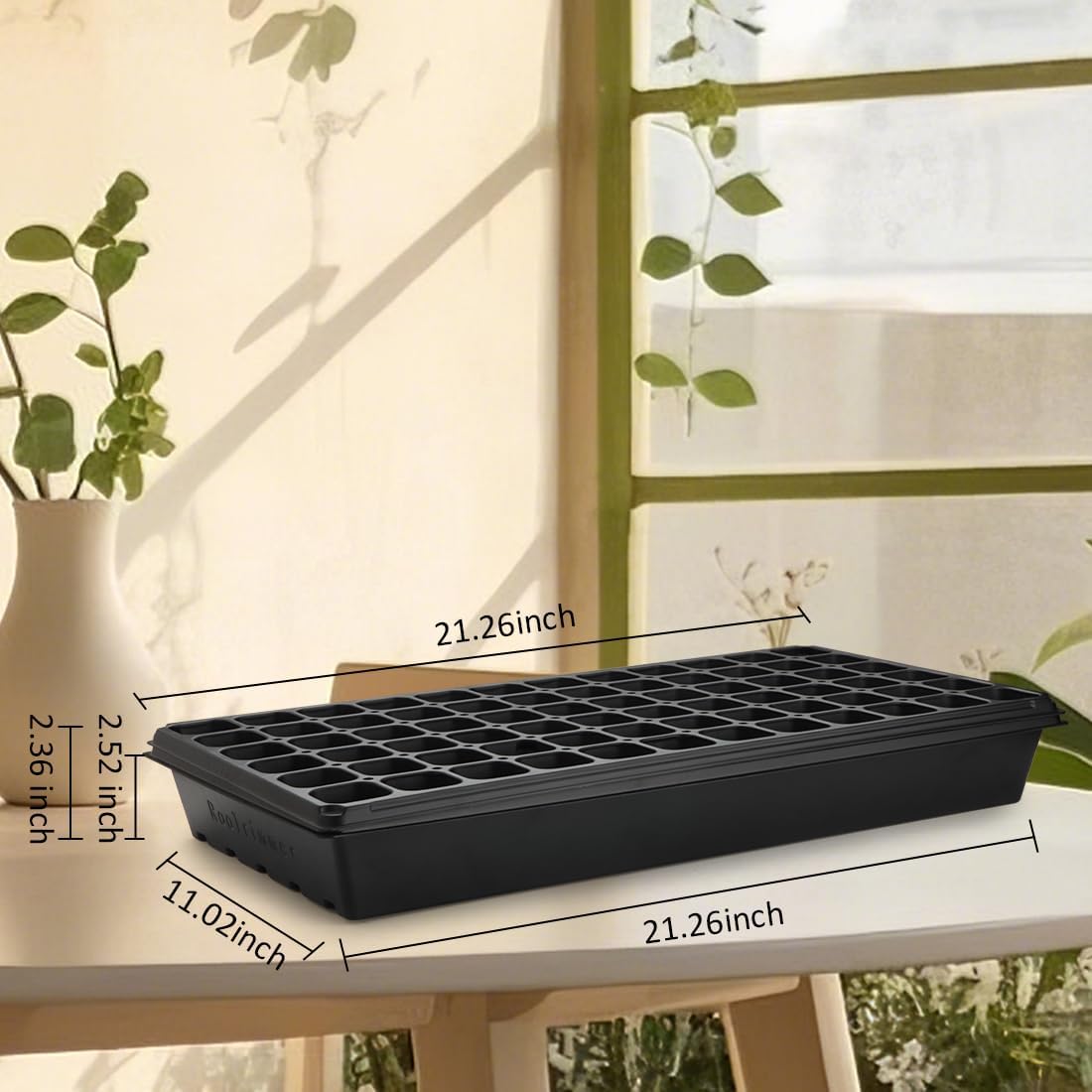 Deep 72 Cell Seedling Trays, Thick Durable 72 Cell Plug Tray Big Cell Seed Trays for 1020 Flat Trays Germination (10-Pack, 21.25"×11", 2.36" Height, High)