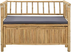 Natural Bamboo Garden Storage Bench 110x47x80 cm, Outdoor Patio Seat with Hidden Storage Compartment, Post Leg Design for Modern or Rustic Decor, Easy Assembly Required
