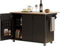 Kitchen Island Cart with Drop Leaf with Storage and Dining Table, Kitchen Island with Wheels Towel Rack， for Kitchen, Dining Room, Black