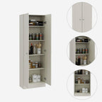 Multistorage Pantry Cabinet, Five Shelves, Double Door, Beige