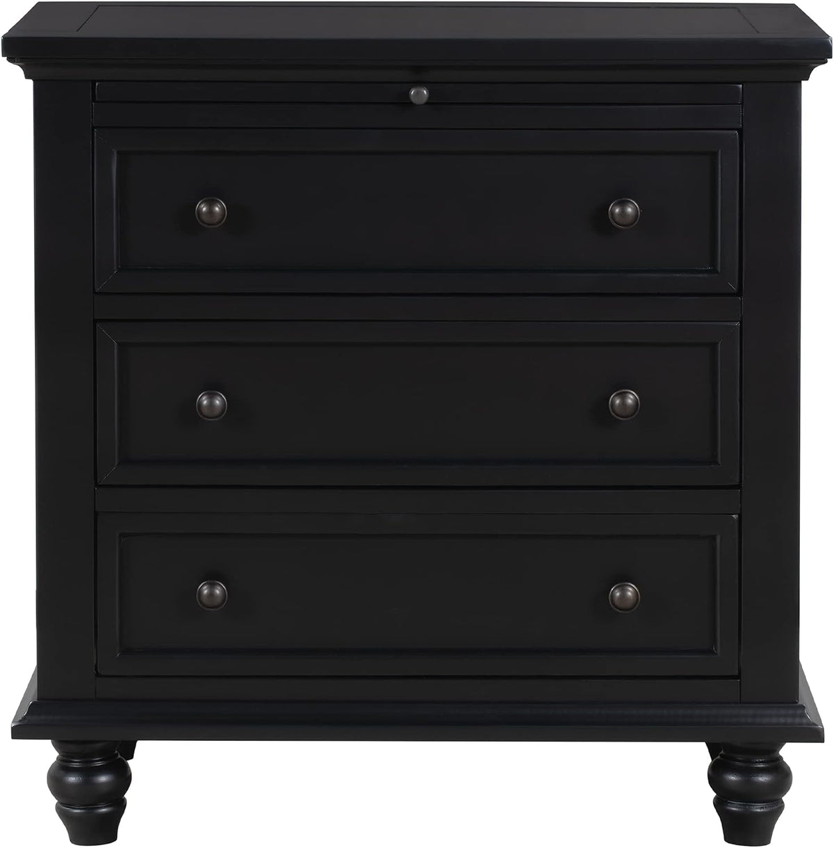 3-Drawer Storage Wood Cabinet, End Table Set of Two with Pull Out Tray As A Bedside Table, A Sofa Side Table, Or As A Decorative Piece for Living Room Or Study Room (Black-09)