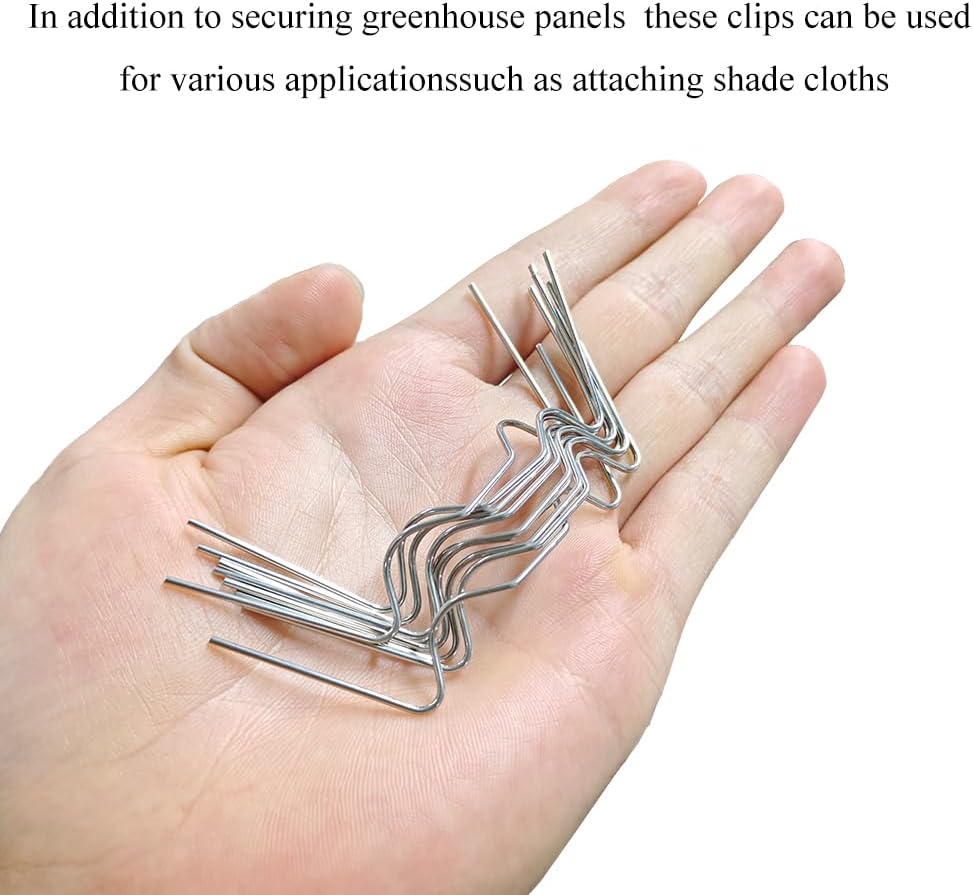 70 Pieces Stainless Steel Greenhouse Panel Clips Greenhouse Glazing Clips Wire Clip Thick Gauge Wire W Type Clip Stability High Tensile for Harbor Freight 2.95 inch/7.5cm