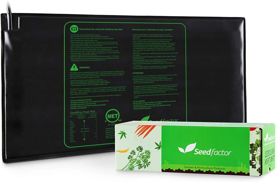 MET Certified Seedling Heat Mat, Seedfactor Waterproof Durable Germination Station Heat Mat, Warm Hydroponic Heating Pad for Indoor Home Gardening Seed Starter