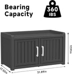 ROJIK Shoe Cabinet Waterproof UV-Resistant,Storage Bench Indoor Outdoor with Adjustable Shelves,for Entryway Bedroom,Hallway,Living Room(Double Door,Black)