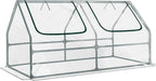 BPS 4x2x2 ft Mini Greenhouse with Transparent PVC Cover UV-Protected Roll-Up Zipper Windows, Ideal for Indoor or Outdoor Use on Raised Garden Beds