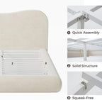 RECCI AirFrame King Upholstered Bed Frame with Camelback Curved Headboard
