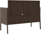 Brown Poly Rattan Patio Storage Bench with Cushions, Outdoor Seating with Waterproof Bag and Gas Spring Lid