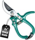 Modern Sprout Hand Pruners - Lightweight Pruning Shears W/Easy Lock- Gardening Scissors - Bypass Sharp Carbon Steel Blade - Rust Resistant - Garden Tools - Reusable Holster - Ocean