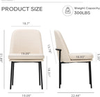 COLAMY Modern Dining Chairs Set of 4, Upholstered Dining Room Chairs Dinner Chair Kitchen Chairs with Curved Back and Metal Legs, Beige