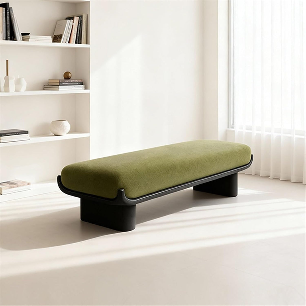 Modern Wooden and Fabric Long Shoe-Changing Bench for Living Room and Bed end Entryway(XXL)