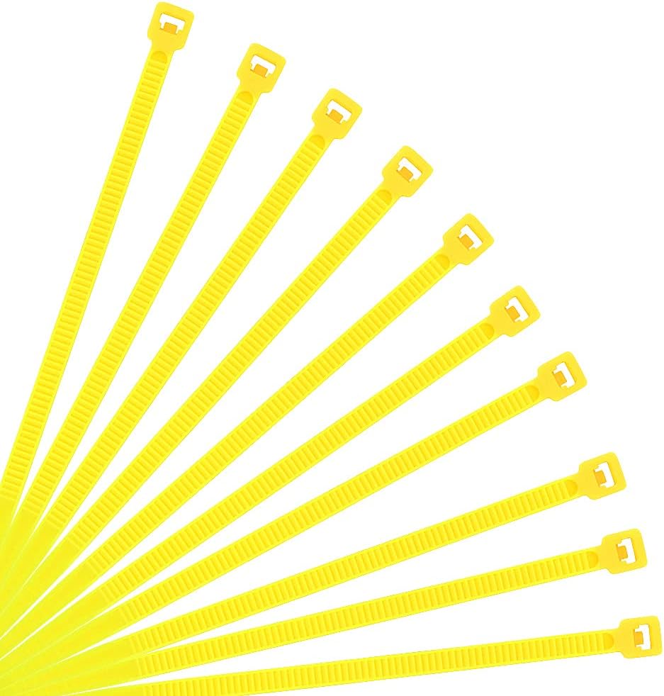 XINGO 10 Inch Cable Zip Ties (500 Pack), 40 Lbs Tensile Strength-Heavy Duty, Self-Locking Nylon Plastic Nylon Wire Ties for indoor and outdoor use (Yellow)