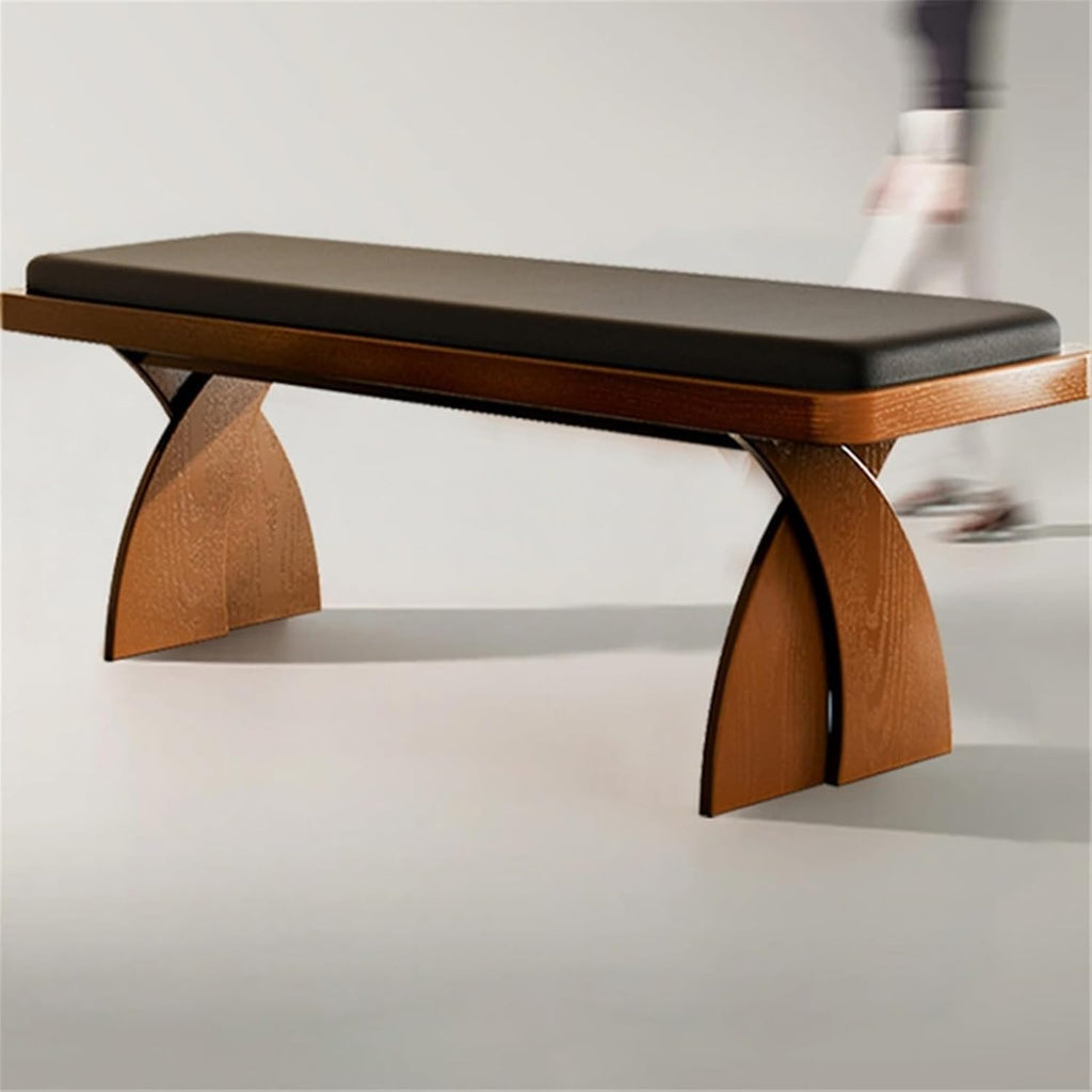 Modern Retro Wooden Long Bench at The Foot of The Bed in The Bedroom Dressing Room or Home for Changing Shoes Entryway(Large)