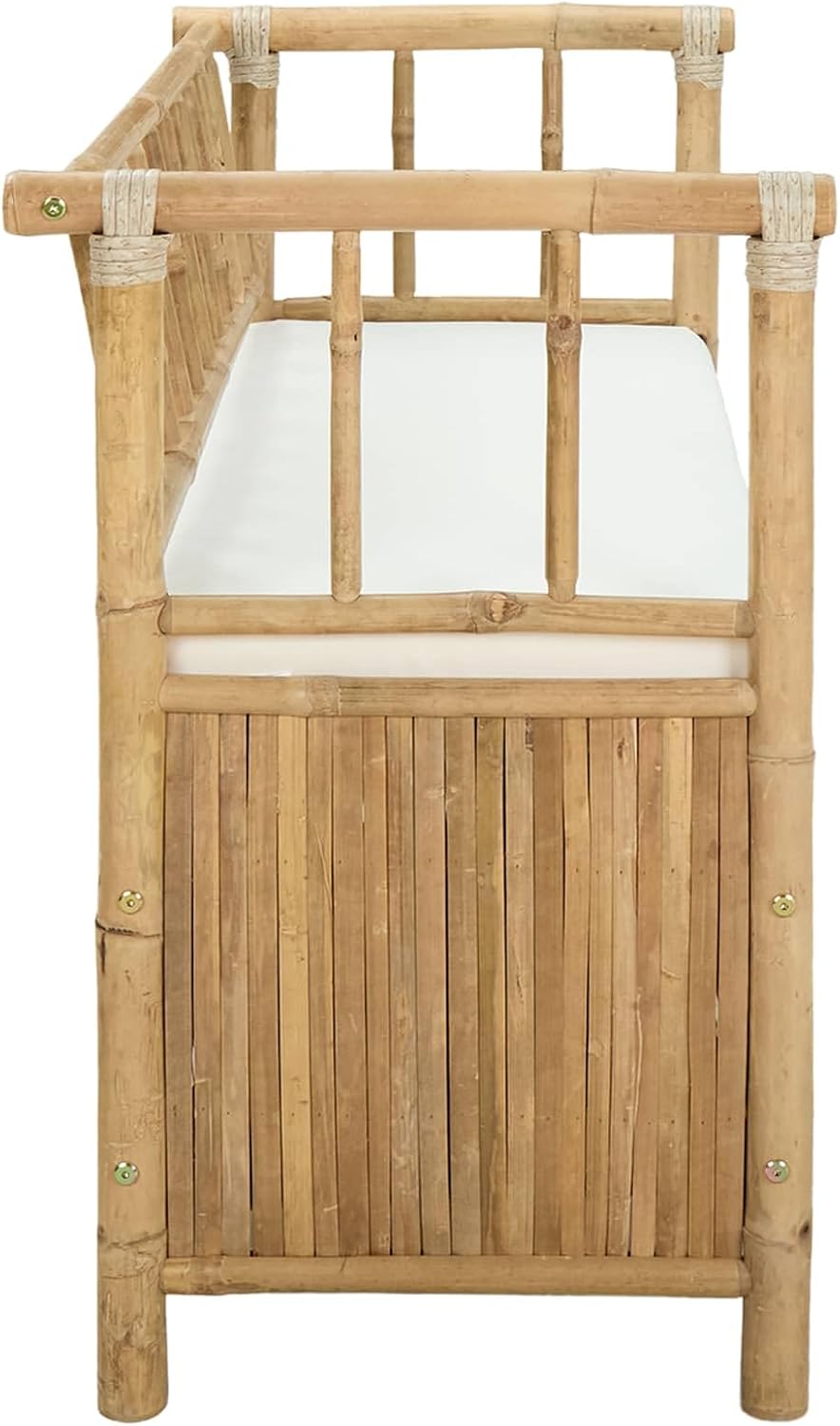 Natural Bamboo Garden Storage Bench with Hidden Compartment, 110 x 47 x 80 cm, Post Leg Design for Indoor and Outdoor Use, Easy Assembly Required