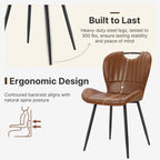 Modern Dining Chair, Faux Leather with Metal Legs for Kitchen (1PCS, Brown) | Easy to Clean Faux Leather, Ergonomic Back Support, 300 lbs Capacity, Minimalist for Kitchen, Dining Room, Restaurant, Cafe