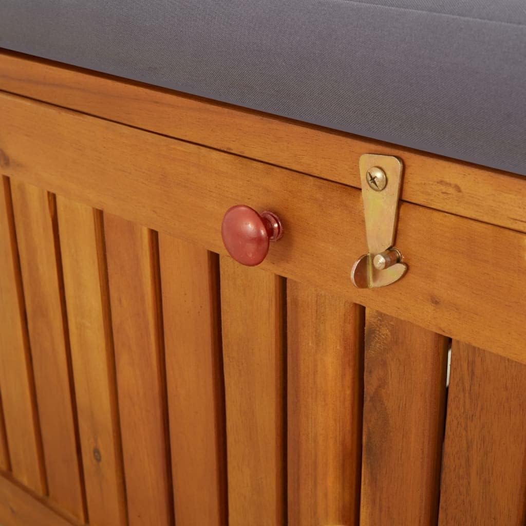 Storage Bench with Cushion 66.9" Solid Acacia Wood Outdoor Bench Seat Durable Patio Furniture for Garden Porch Front Porch Furniture