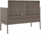 Gray Poly Rattan Patio Storage Bench with Cushion, Outdoor Seat with Waterproof Bag and Gas Spring