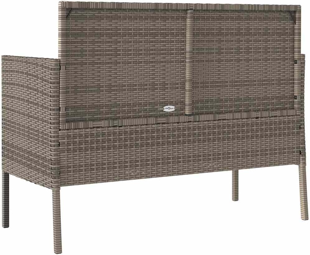 Gray Poly Rattan Patio Storage Bench with Cushion, Outdoor Seat with Waterproof Bag and Gas Spring