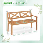 Solid Acacia Wood Outdoor Chair Armrests Backrest 44in Seat 800lb Capacity Backyard