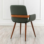 LUNLING Mid Century Modern Faux Leather Dining Chairs Set of 4,Green Upholstered Seat,Metal Legs,Adjustable Foot for Kitchen Dining Room Desk Chairs