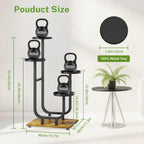iDavosic.ly 4 Tier Plant Stand Indoor, Corner Tiered Multiple Flower Holder Shelf with Metal Trays, Orchid Display Wooden Rack for Patio Porch Living Room Balcony Outdoor, Modern Black & Rustic Brown