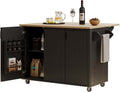 Movable Kitchen Island with Drop Leaf Height-Adjustable Shelves, Kitchen Islands with Storage Cabinets with Wheels Towel Rack， for Kitchen, Dining Room, Black