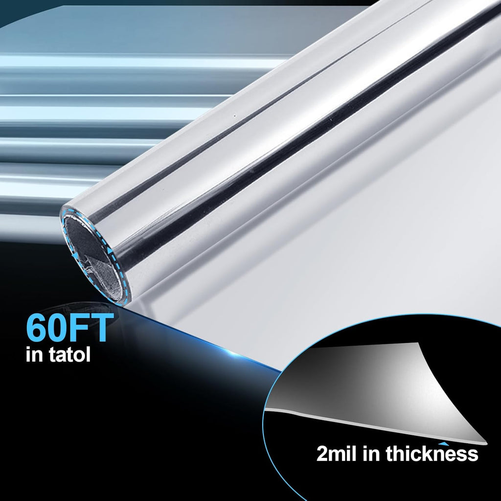 Highly Reflective Mylar Film Roll 4FT x 60FT,2 Mil Silver,for Outdoor Indoor Grow,Room Decoration,Scene Arrangement, Art Photography