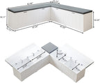 L Shape Corner Bench with Storage, Breakfast Nook Bench, Flip-Top Shoe Storage Benches with Cushion for Entryway, Hallway, Living Room, White & Grey