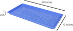 SUNPACK 10" x 20" Heavy Duty Mesh Plastic Seed Starting Tray, Blue, 1" (Pack of 10) - Ensures Water Drainage and Aeration, Perfect for Greenhouses or Indoor Gardening