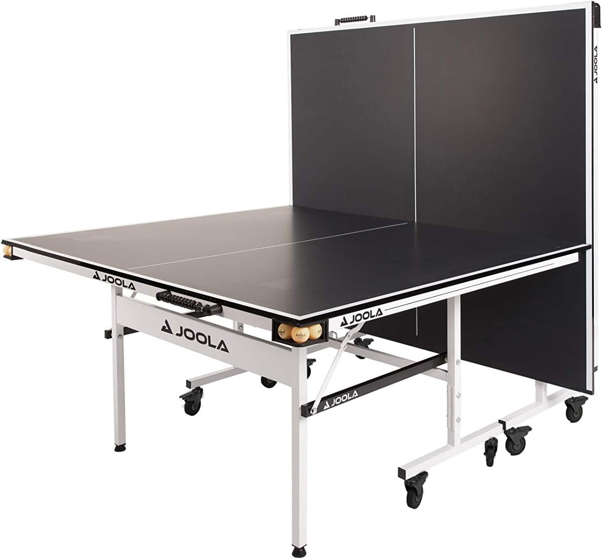 JOOLA Rally TL Professional MDF Indoor Ping Pong Table w/Quick Clamp Table Tennis Net & Post Set - 10 Minute Easy Assembly - Corner Ball Holders - Tournament Quality - Includes Playback Mode