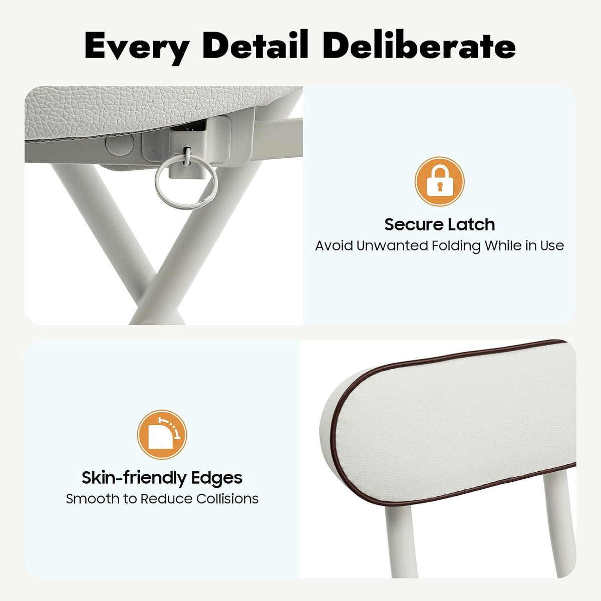 2PCS Folding Stool Cushioned Padded Folding Stool with 275.6lbs Capacity Foldable Bar Stool Portable Stool Chair with Back for Kitchen Living Room Garden Camping Fishing (White)