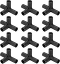12 Pcs 11mm Greenhouse Frame Building Connectors, 4 Way Right Angle Pipe Fitting for Grape Trellis/Sunscreen Shed/Gardening Plant Stakes, Greenhouse Accessories [Black]
