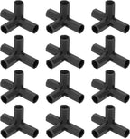 12 Pcs 11mm Greenhouse Frame Building Connectors, 4 Way Right Angle Pipe Fitting for Grape Trellis/Sunscreen Shed/Gardening Plant Stakes, Greenhouse Accessories [Black]