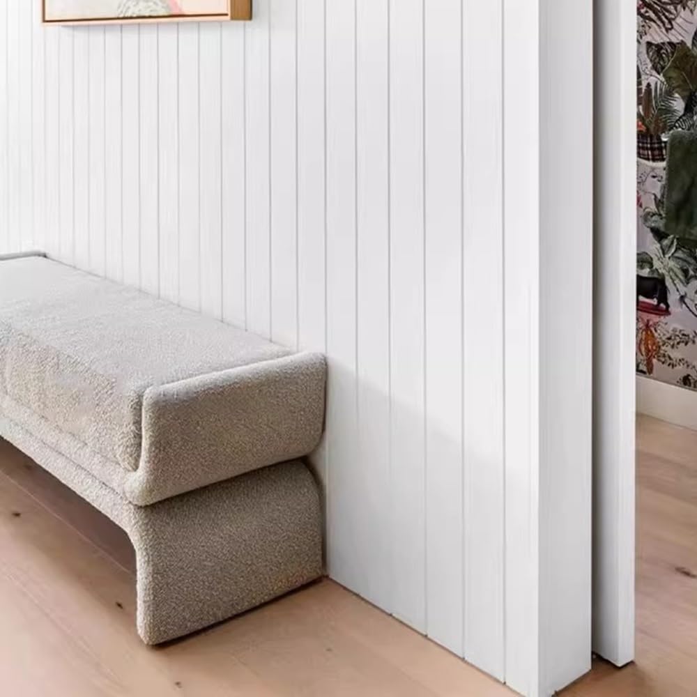 Modern Bedside Stool Bedroom Bench Simple Special-Shaped Living Room Long Home Shoe Changing Entryway(White,Medium)