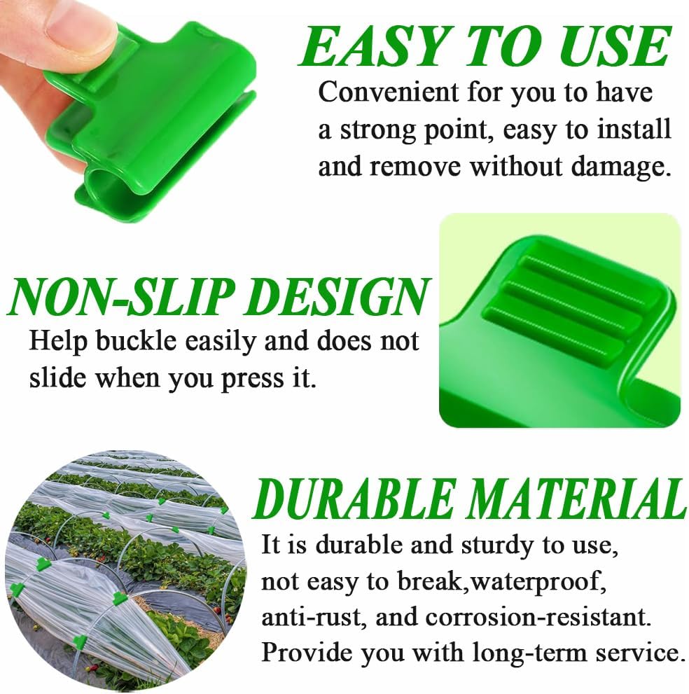 32pcs Greenhouse Frame Clips, 25mm Fixed Greenhouse Pipe Clamp Shading Film Row Tunnel Hoops Windproof Set for Greenhouses Plant Frame Shelter Netting Cover Replacement, for 24-26mm PVC Tubes