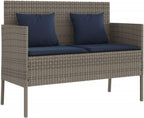 Gray Poly Rattan Patio Storage Bench with Cushion, Outdoor Seat with Waterproof Storage Bag for Cushions and Towels