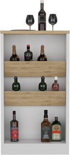 Multicolor Kitchen Island with Shelves and Table Top | Includes two side shelves for bottle display and low shelf for essentials