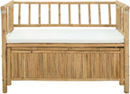 Natural Bamboo Garden Storage Bench with Hidden Compartment, 110 x 47 x 80 cm, Post Leg Design for Indoor and Outdoor Use, Easy Assembly Required