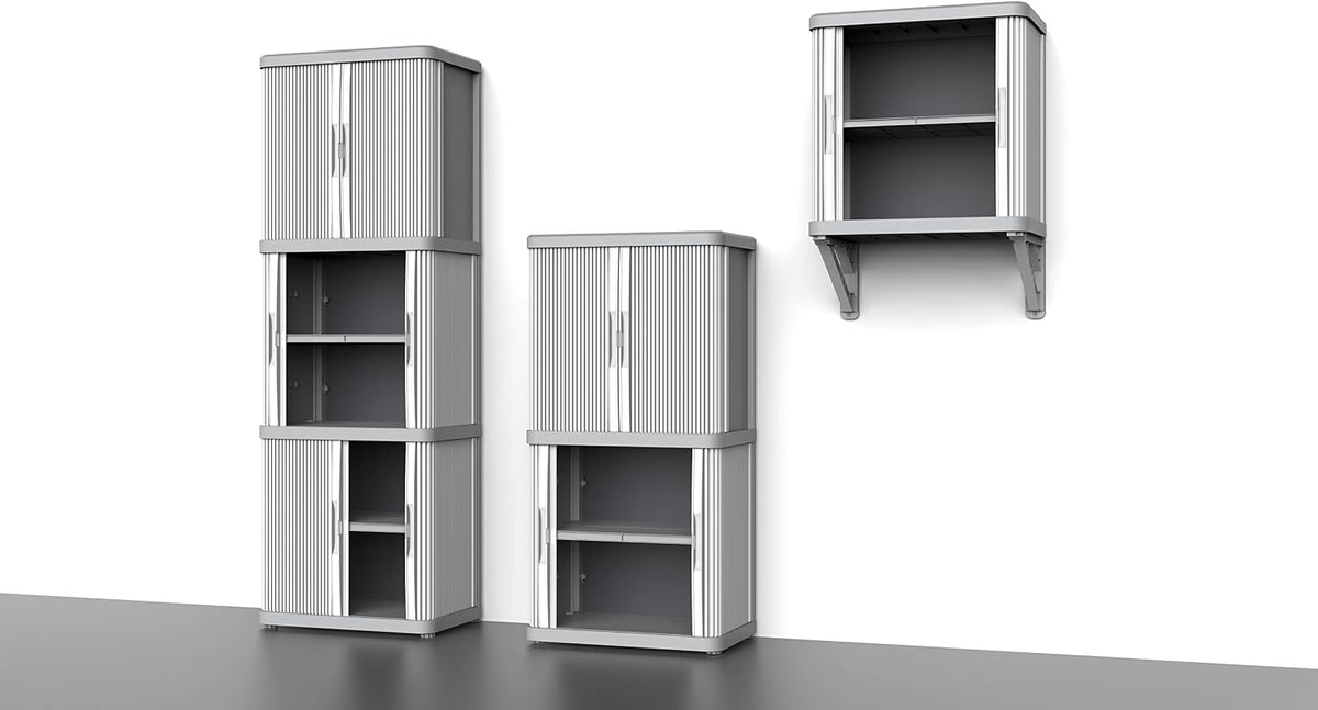Terry, Rolling Space wall Cabin; wall Cabinet with Two Sliding Doors, Exterior and Interior, 2 Internal Adjustable Shelves, Grey, Made of Recycled Plastic, Dimensions: 59 x 36 x 59 cm