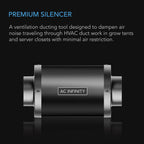 AC Infinity Inline Duct Fan Silencer, 8" Noise Reduction Muffler Blower Silencer for Indoor Hydroponics Grow Tent Ventilation Systems
