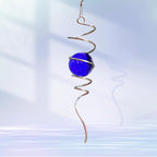 Gazing Ball Spiral Tail with Dark Blue Glass Orb, Wind Spinner Stabilizer for Wind Spinners, Hanging Decoration Decor for Garden Yard Patio Outdoor Indoor, Creative Gift, 13in Height