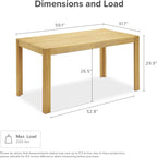 mopio Logan 5 Piece 4 Seater Upholstered Dining Table Set, Modern Farmhouse Solid Wood 4 Piece 59" Dining Table Set for Dining Room Kitchen