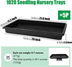 Plant Growing Nursery, Standard 1020 Trays Plastic Sturdy Farmer Self Seedling Tray for Microgreens Indoor Nursery Pots Transplantation (5-Pack, 21.6"×11.2", 2.52" Deep, no Holes)
