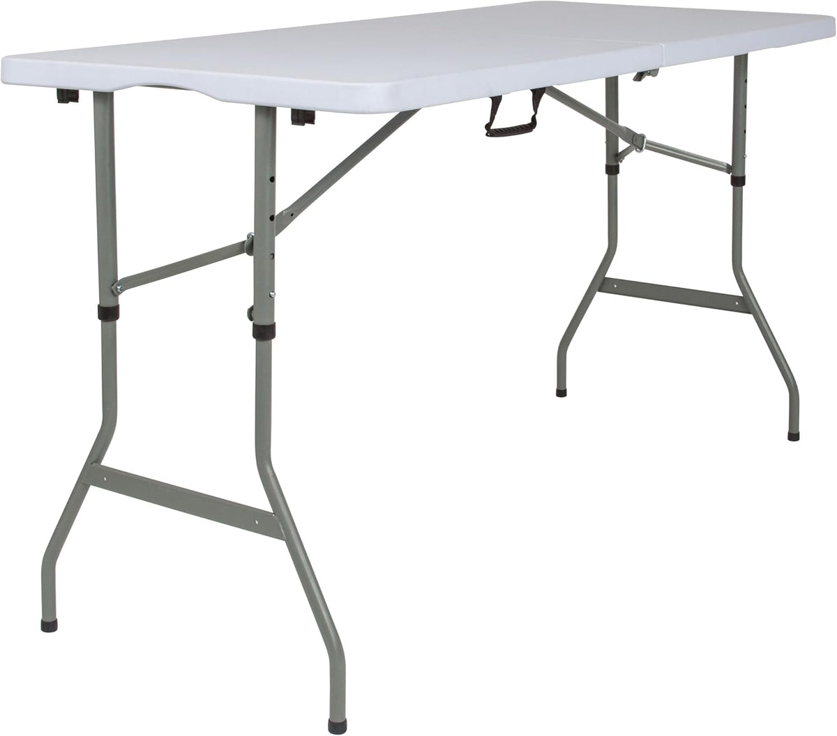Flash Furniture 5 ft Plastic Bi-Fold Table, Granite White | Height Adjustable, Carrying Handle, Durable Construction, Commercial Use