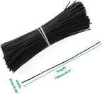 6 Inch Twist Ties,Ulifestar Cable Ties Bag Ties Plastic Coated Twist Ties 1000 Pack (Black)
